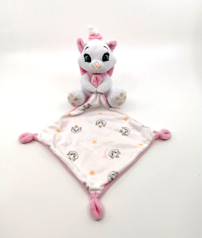  - marie chat - peluche avec rose blanc 25 cm 